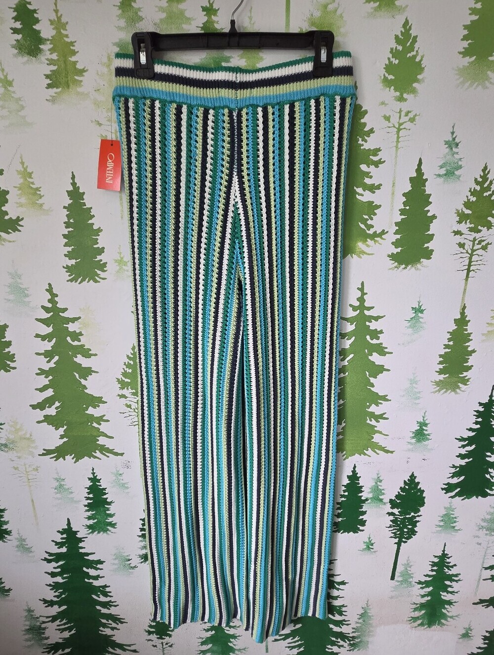 Intempo Striped Crochet Knit Pants